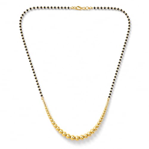 Matteo Bianchi Gold Plated Dokiya Mangalsutra for Women | Black B...
