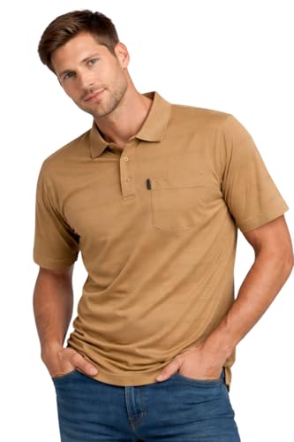Image of WILD ELEPHANT Men Cotton Striped Polo Neck Half Sleeve T-Shirt with Pocket