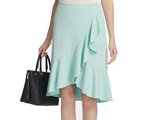 Calvin Klein Womens Petites Ruffled Dressy Midi Skirt Blue 8P