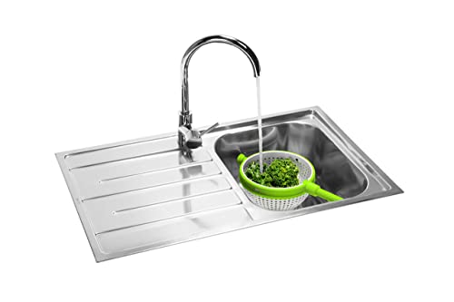 Dreamfarm Spina 2-In-1 Easy-To-Use, Collapsible Salad Spinner & Straining Colander for Salad, Fruit, Vegetable, Lettuce - 3 Quart, White/Green - Image 4