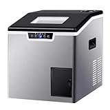 AOUMK高速製氷機 商用/家庭用高速製氷機 強力なかき 全自動クリーニング ・氷砕き二合一 台式 一回32個 氷蓄冷3KG 氷の厚さは自由に調節可能 取り付けが簡単 容量3L 3つの注水方式 氷貯蔵容量 丸氷アウトドアパーティー 夏 (シルバー)