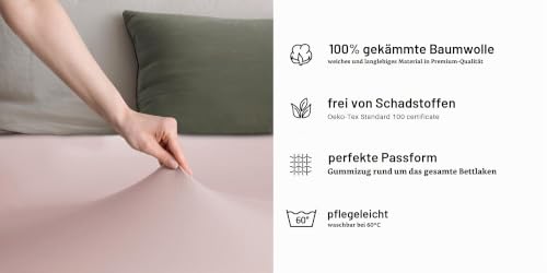 DecoKing Spannbettlaken 140x200 160x200 cm 100% gekämmte Baumwolle Amber – Ansicht 5