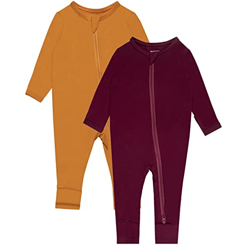 Image of GUISBY Baby Footless Rompers, Rayon Pajamas 2 Way Zipper with Long Sleeve Sleeper