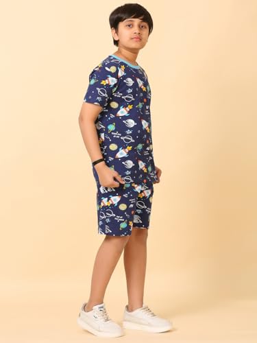 Image of Boys Halfsleeves Cotton Solid /Printed T-Shirt & Shorts Summer Co-ord Set /Clothing Set /Casual wear
