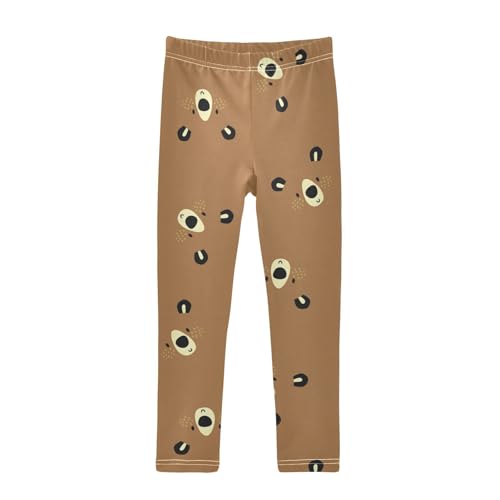 Cute Bear Face Girls Leggings,Workout Leggings for Girls Toddler Athletic Legging Size for 3-10T