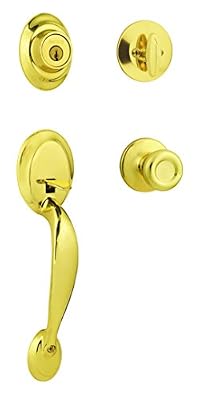 Kwikset 96870-091 Dakota Single Cylinder Handleset w/Tylo Knob featuring SmartKey in Polished Brass
