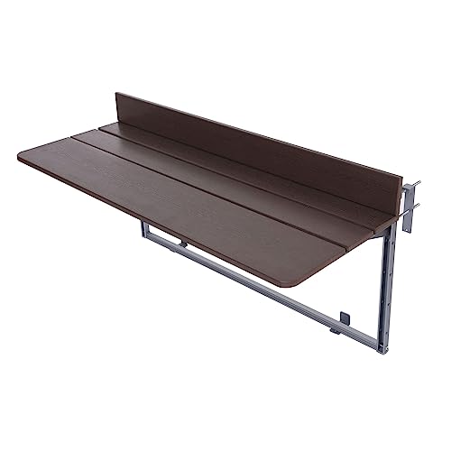 XDLEDMKIZ Mesa de Bar para balcón con barandilla - Mesa Plegable Colgante con barandilla para Patio, Interior y Exterior, Multiusos, Ajustable, marrón, 80 x 37 cm