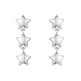 Pendientes de oro real de 18 quilates Au750, pendientes de estrella delicados, Oro blanco 375 de 9 quilates, Sin circonita