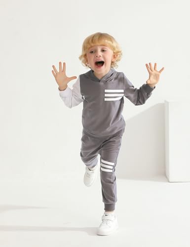 Image of Toddler Boy Clothes Long Sleeve Hoodie Sweatsuits Tops and Pants 2Pcs Boys Fall Winter Outfits Set