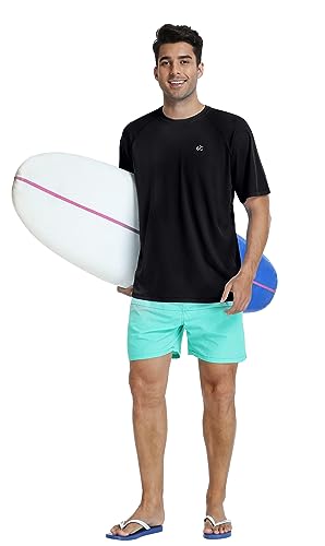 Men's Swim Shirt Quick Dry Sun Shirts UPF50+ Rash Guard for Men Short Sleeve UV Sun Protection Beach Shirts4