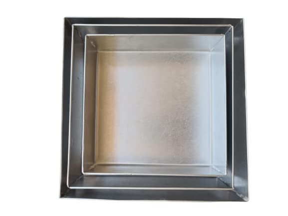 Perfect BAKEWARE 6 7 8 Inch Aluminium Square Cake Mould Tin 2 Inch Height Brownie Baking Tray Mold Pan (15x15, 17.8x17.8, 20.3x20.3)