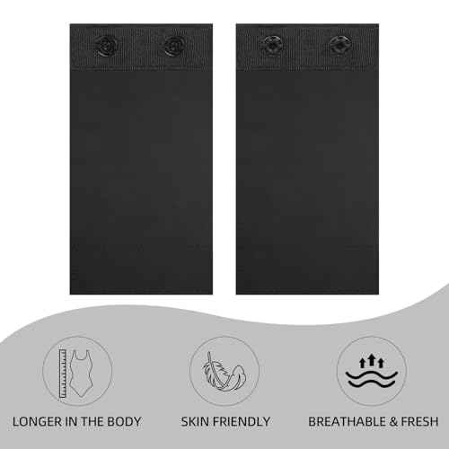 Body Damen verlängerndes, weiches und komfortables Design mit Druckknöpfen | Fügt enger Kleidung mehr Länge hinzu | Abnehmbar und waschbar (schwarz, Zwei Knöpfe)