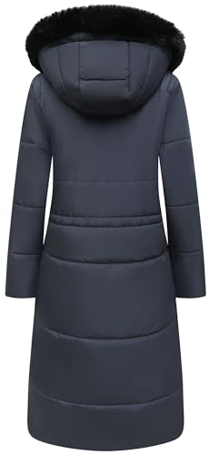 MOERDENG Women's Long Winter Puffer Coat Waterproof Warm Maxi Down Jacket Faux Fur Removable Hood Parka