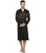 FAYBOX Men Satin Robe Long Bathrobe Lightweight Sleepwear Black L