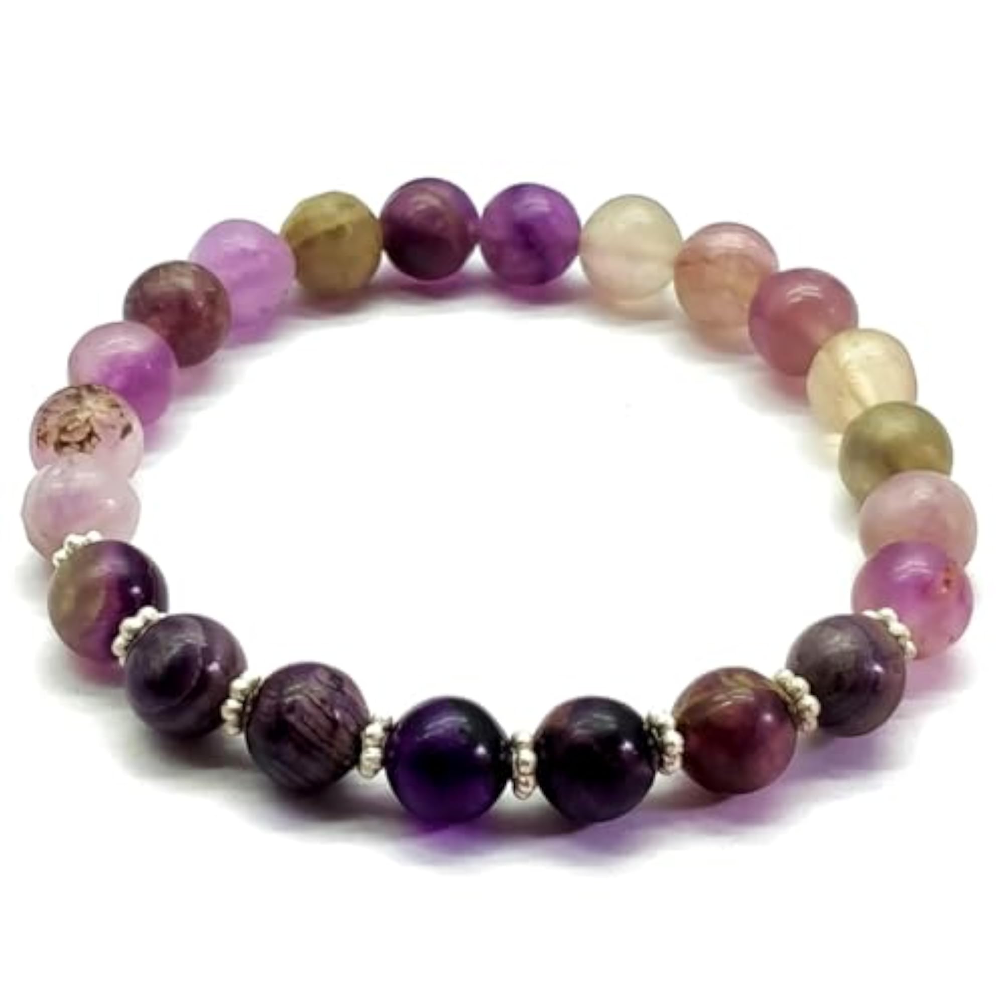 Natural Matte Fluorite 8mm Round Beads Stretchable Bracelet, Unisex