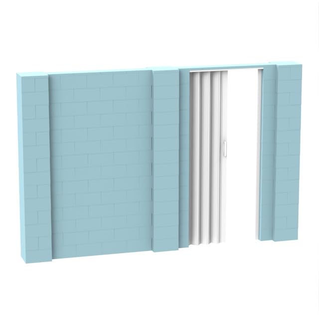 EverBlock 11’ x 7’ Wall Kit with Accordion Door | 3’ x 7’ Doorway | Modular Building Blocks | Wall Display System | Room Divider & Partition | Easy to