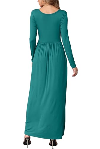 Image of EUOVMY Women's Long Sleeve Loose Maxi Dresses Casual Long Dresses with Pockets
