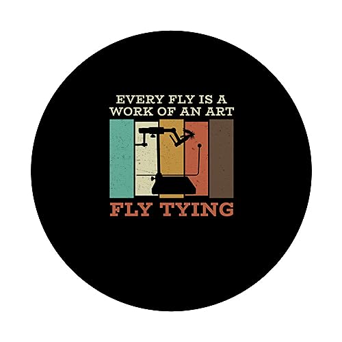 Vintage Every Fly Is A Work Of An Art A Fly Fishing Fly Tyer PopSockets Swappable PopGrip, Black - Image 3