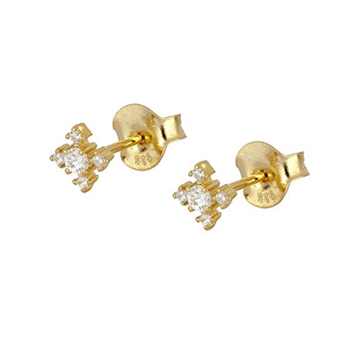 WZGWDC 2 ück 925 Sterling Silber Minimalist Punk Mujer Liebhaber Paare Damen Ohrstecker für Jubiläum Hochzeit Feiner Ohrring yc629 (Gem Color : Red)