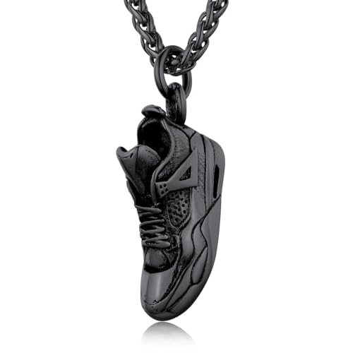 U7 Soccer Necklace for Men Football Baseball Basketball Stainless Steel Chain in Gold Silver Black Color, Shoes Pendant Necklaces for Gym Sport Player