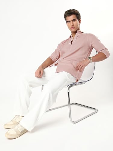 Image of Urbano Fashion Men's Linen Blend Full Sleeve Relaxed Fit Casual Solid Shirt