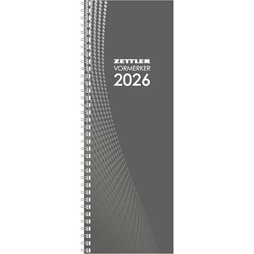 Zettler Vormerkbuch 1W/1S 2026 Wochenkalender 11 × 30 cm 64 Seiten 1 Woche auf 1 Seite Zweimonatsübersicht Steuertermine Tages- & Wochenzählung Spiralbindung Kartoneinband mit Jahreszahl FSC
