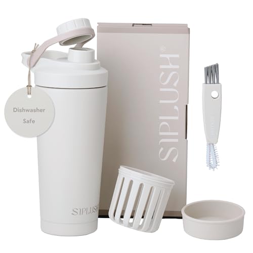 Image of Insulated Protein Shaker Bottle 24oz, Dishwasher Safe, Warm Gray