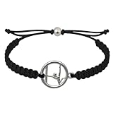 Gymnastics Charm Bracelet – Adjustable Black Rope Jewelry for Gymnasts, Teams, and Coaches – Gymnastics Accessories and Sports Gift for Athletes