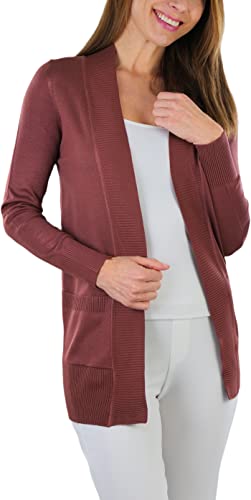 Image of ToBeInStyle Women's Long Sleeve Rib Banded Open Sweater Cardigan