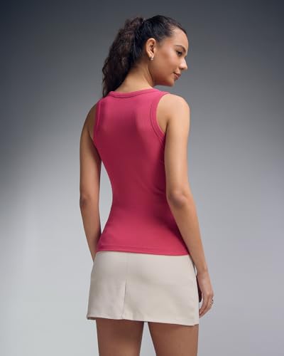 Image of Women's Ultra-Lightweight Ribbed Tank Top | Micromodal & Micropolyester Blend, Sleeveless Crew Neck, Regular Fit for Training, Travel & All-Day Casual Wear (XW2004)