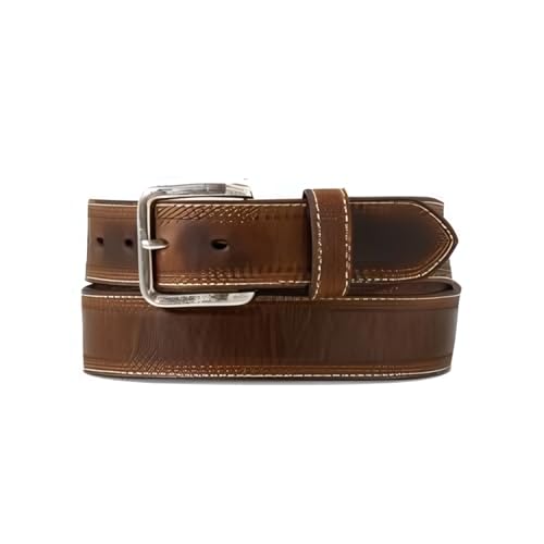 ARIAT Men's Four-row Stitched Leather Scrolling Engraved Belt, Brown, 38
