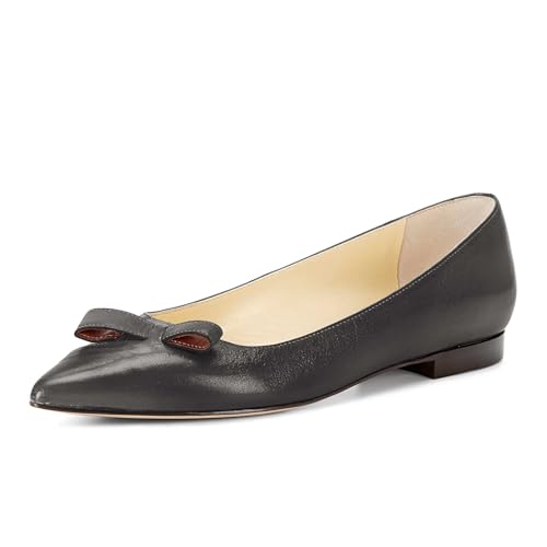 anteikira Women's Comfortable Ballet Dressy Flats Pointed Toe Slip On Flats Bowknot Flat Shoes Dress Work Business Casual Shoes for Ladies Size 5.5-12US
