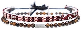 2x Boho Surfer Bracelet Set Women & Men - Handmade Summer Beach Bracelets - Adjustable & 100% Waterproof - Festival Accessories - Beaded & Braided - U (Multi Beads)