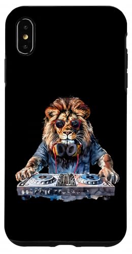 DJ Lion DJ Dance Party Music Tocadiscos Disco Jockey Animal Carcasa para iPhone XS MAX