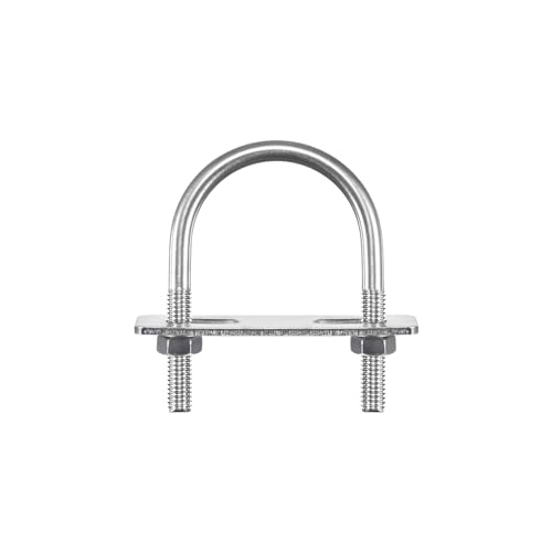 Image of uxcell Round U-Bolts, 2 Sets 53mm(2.09 inch) Inner Width 78mm Length M8 304 Stainless Steel U Clamp Bolt with Nuts Washers and Plates, for Boat Trailer