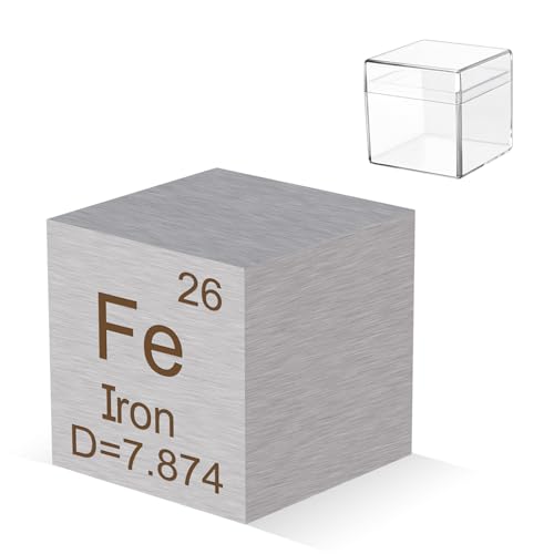 Image of 0.39 inch Iron Metal Element Cube 10MM Density Cubes 99.99% High Purity, Periodic Table of Elements Collection for Element Collections Hobbies, Pure Iron Cube(Fe 0.39 Inch)