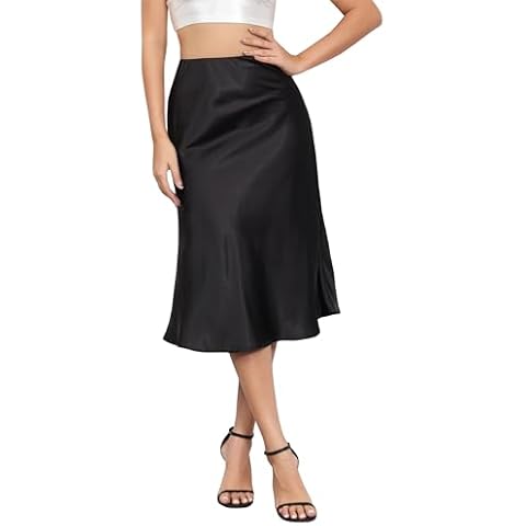 Alcea Rosea Women's Elegant Satin Midi Skirt Cover