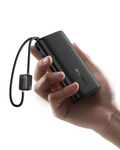 Image of Baseus Mini Power Bank Fast Charging 67W, 10000mAh Small Portable Phone Charger Built-in Dual USB C Braided Cable, Travel Essential Battery Pack for iPhone 17 /16 /15, iPad, Samsung Galaxy S25 /S24 etc.