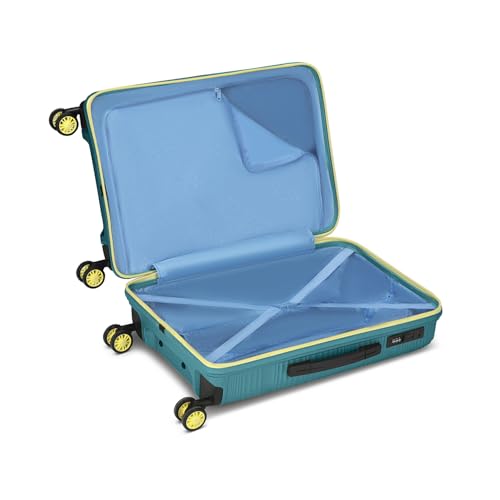 Image of Skybags Swirl Check-in Trolley Bag 65cm | Medium Hard Luggage | 8 Wheels Suitcase for Travel | 3-Digit Combination Lock with Anti-Theft Zipper | Polypropylene | 3 Years Warranty - Unisex (Cyan)
