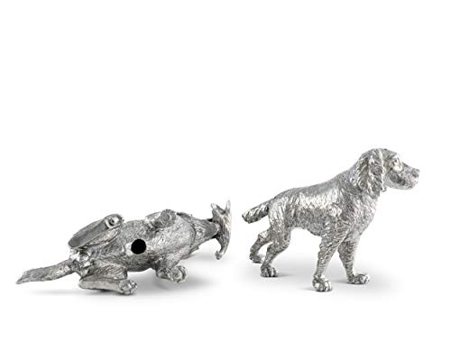 Vagabond House Pewter Metal Hunting Dogs Salt & Pepper Shakers Set Woodland Décor 5 Inch Long X 3 Inch Tall #TOP5