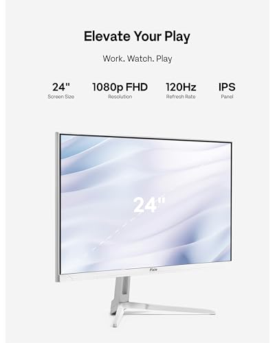 Image of Pixio PX246 Wave White 24 inch 120Hz 1080p IPS Panel Adaptive Sync Gaming Monitor with White HDMI 2.1 Cable Ultra Certified Ultra High Speed 6FT 8K 60Hz 4K 120Hz Nylon Braided