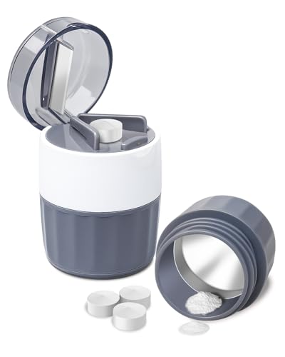 Image of Pill Crusher and Pill Cutter - Cotatoc 3-in-1 Pill Crusher Fine Powder with Stainless Steel Grinding Head, Tablet Grinder with Storage for Tablets, Pill Cutter Splitter for Small and Tiny Pills (Gray)