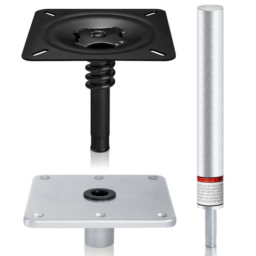 CLLOMAGY Boat Seat Pedestal Base Mount Kit Package with Lock in 3/4' Boat Seat Pin Post & 7' x 7' Marine Base Pedestal Plate & Mount for Marine Pontoon Fishing Bass