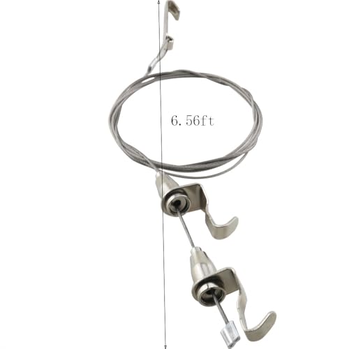 Image of 4PCS Adjustable Stainless Steel Wire Rope Hanging Hooks Single 2 Hooks 2m /6.56ft Art Museum Gallery Metal Hooks Hanging Picture Track Rope Picture Track Hanging Hooks