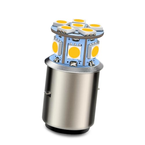 Ruiandsion 1個 BA20D H6 LED バイクヘッドライトバルブ AC DC 6-30V 6V 360ルーメン 広電圧 暖白色 Hi/Loビーム 5050チップ LEDバルブ オートバイ・モペット・スクーター・ATV用交換