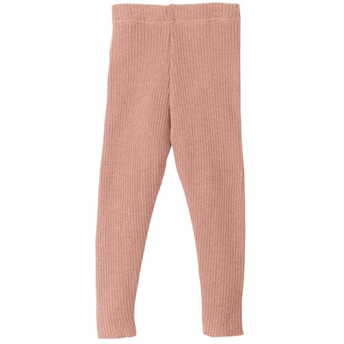 Ecoable Kids Merino Wool Leggings, Ribbed Thermal Base Layer Pants | Organic Knit Bottoms for Girls and Boys, Soft Warm Underwear for Winter (EU 98/104, Rose)