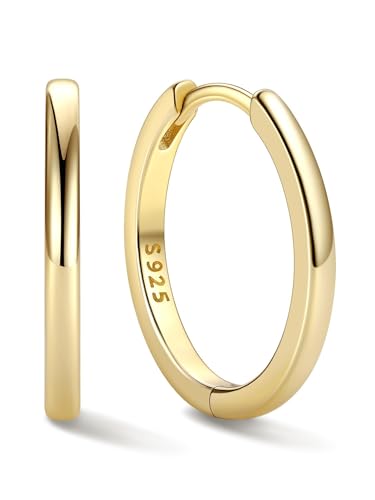 Image of ChicSilver 925 Sterling Silver Huggie Hoop Earrings Small Hoop Earrings for Women Hypoallergenic Silver Huggie Earring Cartilage Earrings for Women (6 /8 /10 /12 /14 /16 /18 /20MM)