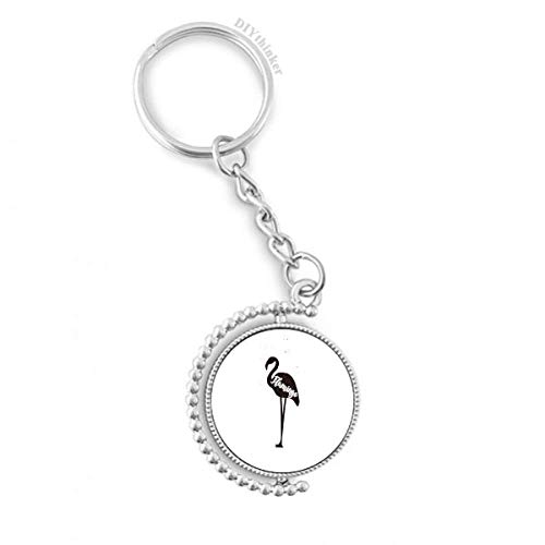 Porte-clé rotatif flamant rose noir et blanc comme idée cadeau pour proches