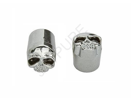 Tapones de válvula pequeños con diseño de calavera y acabado cromado para bicicleta miniatura 2