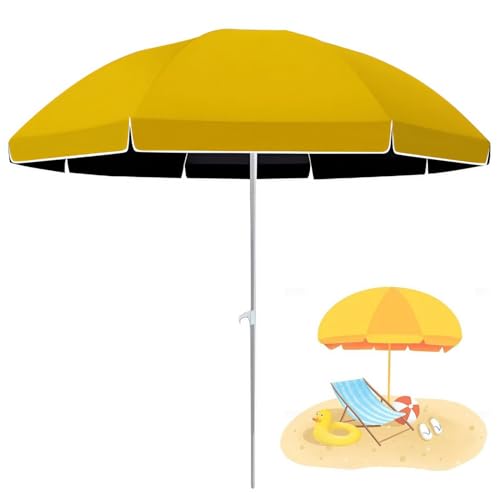 Sonnenschirm für den Außenbereich - 180/220/240/260cm - Vintage Gartenschirm Balkonschirm Strandschirm für Garten Pool Deck Tisch - Stilvolle Erscheinung - 8 Rippen - UPF50+(Gelb)(180cm)